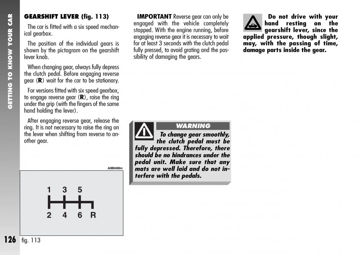 Alfa Romeo 156 GTA owners manual / page 127