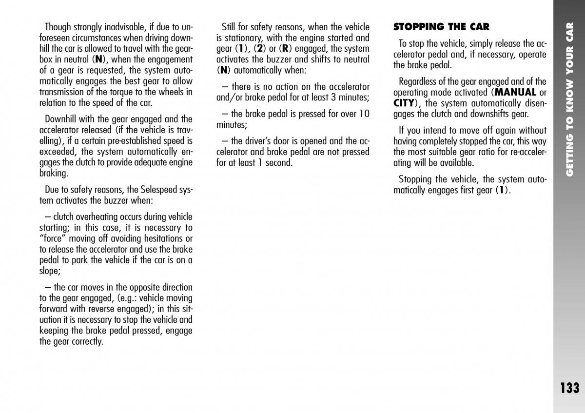 Alfa Romeo 156 GTA owners manual / page 134