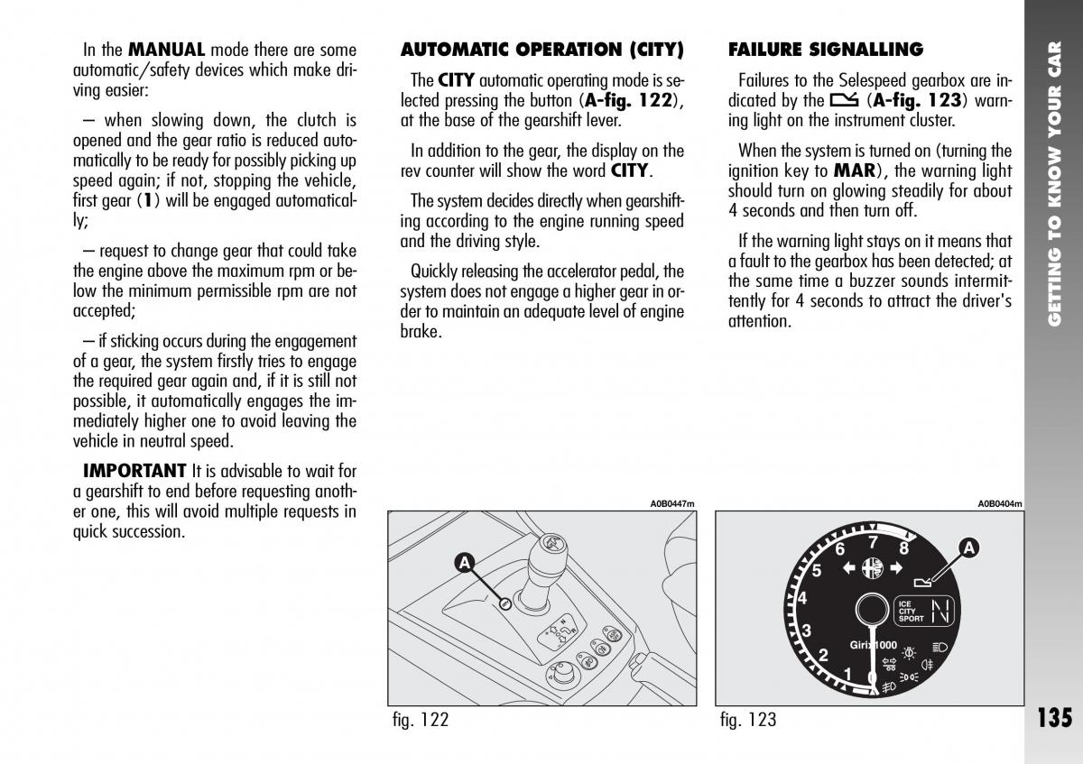 Alfa Romeo 156 GTA owners manual / page 136