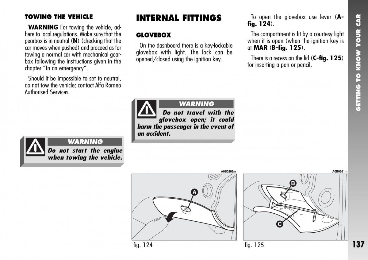 Alfa Romeo 156 GTA owners manual / page 138