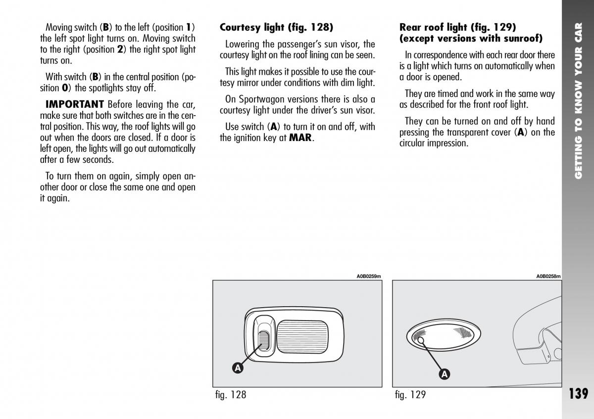 Alfa Romeo 156 GTA owners manual / page 140