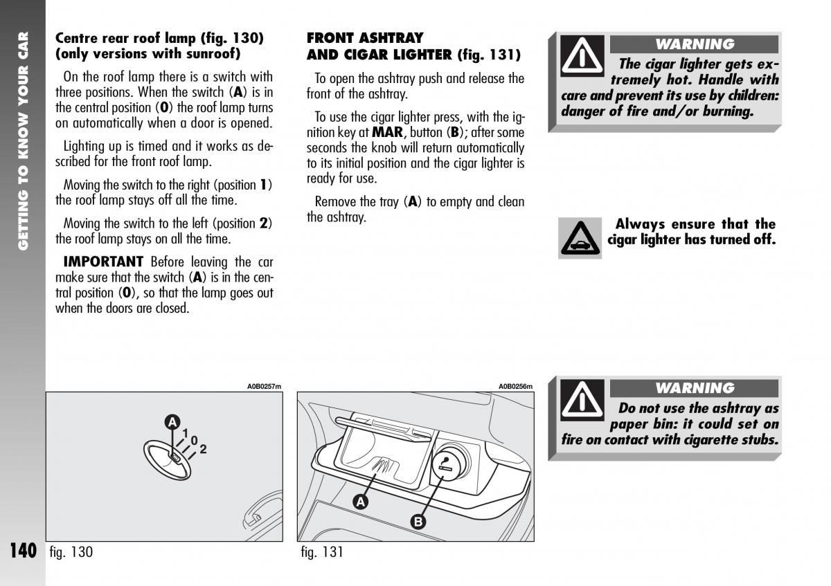 Alfa Romeo 156 GTA owners manual / page 141