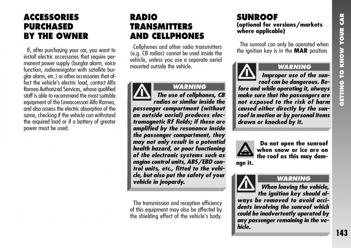 Alfa Romeo 156 GTA owners manual / page 144