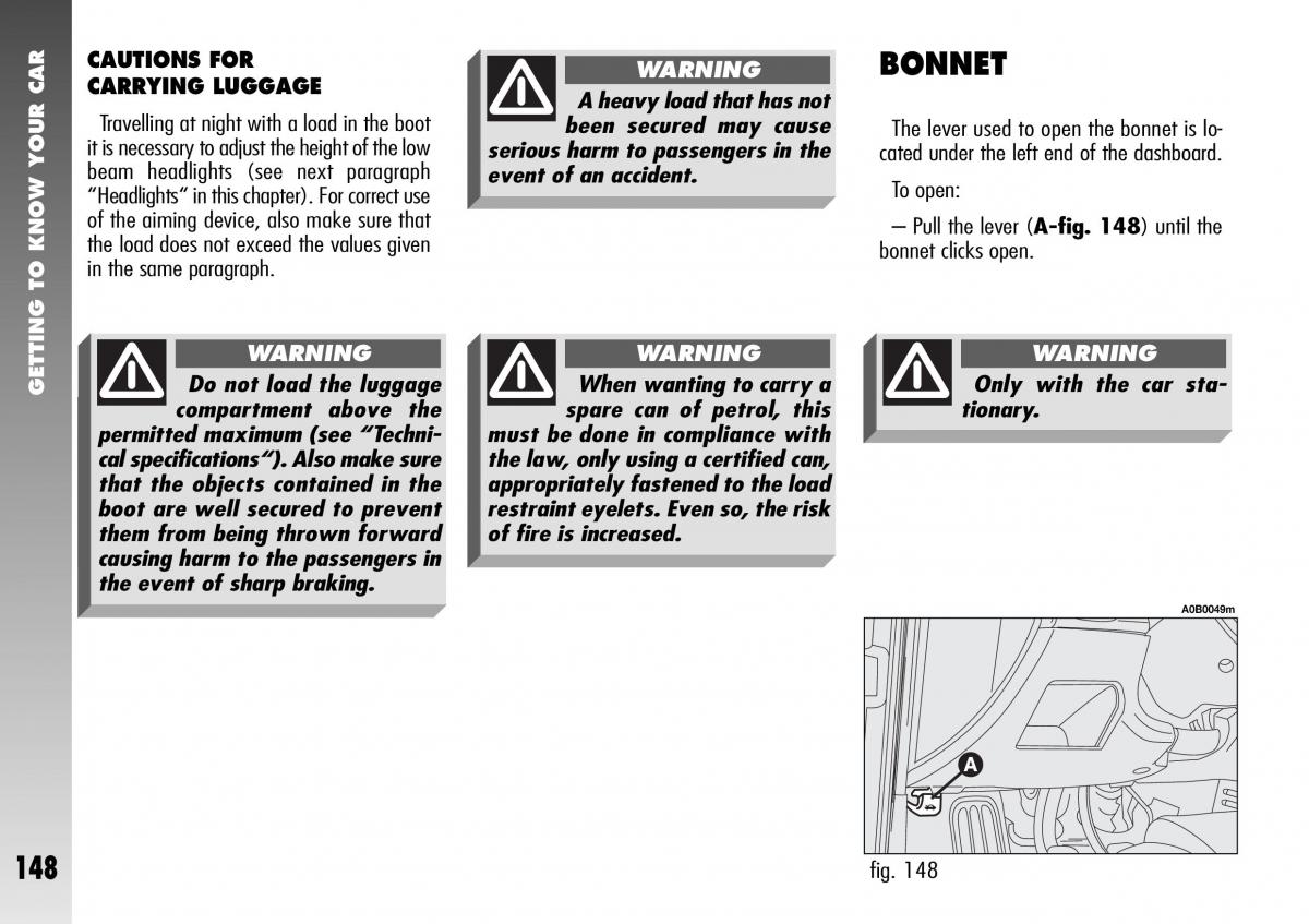 Alfa Romeo 156 GTA owners manual / page 149