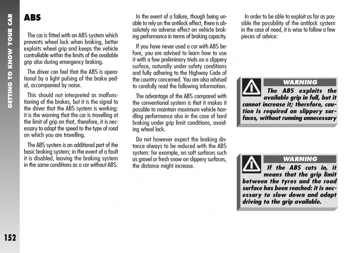 Alfa Romeo 156 GTA owners manual / page 153