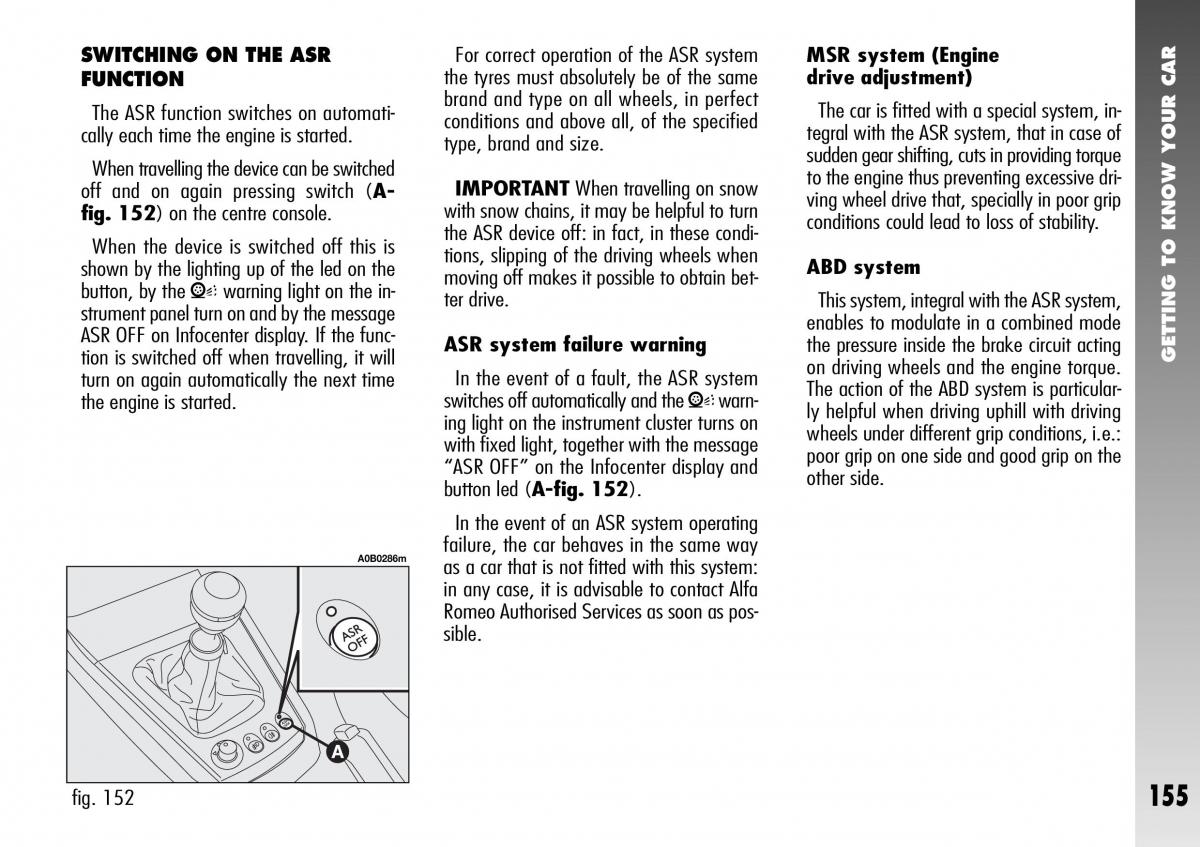 Alfa Romeo 156 GTA owners manual / page 156