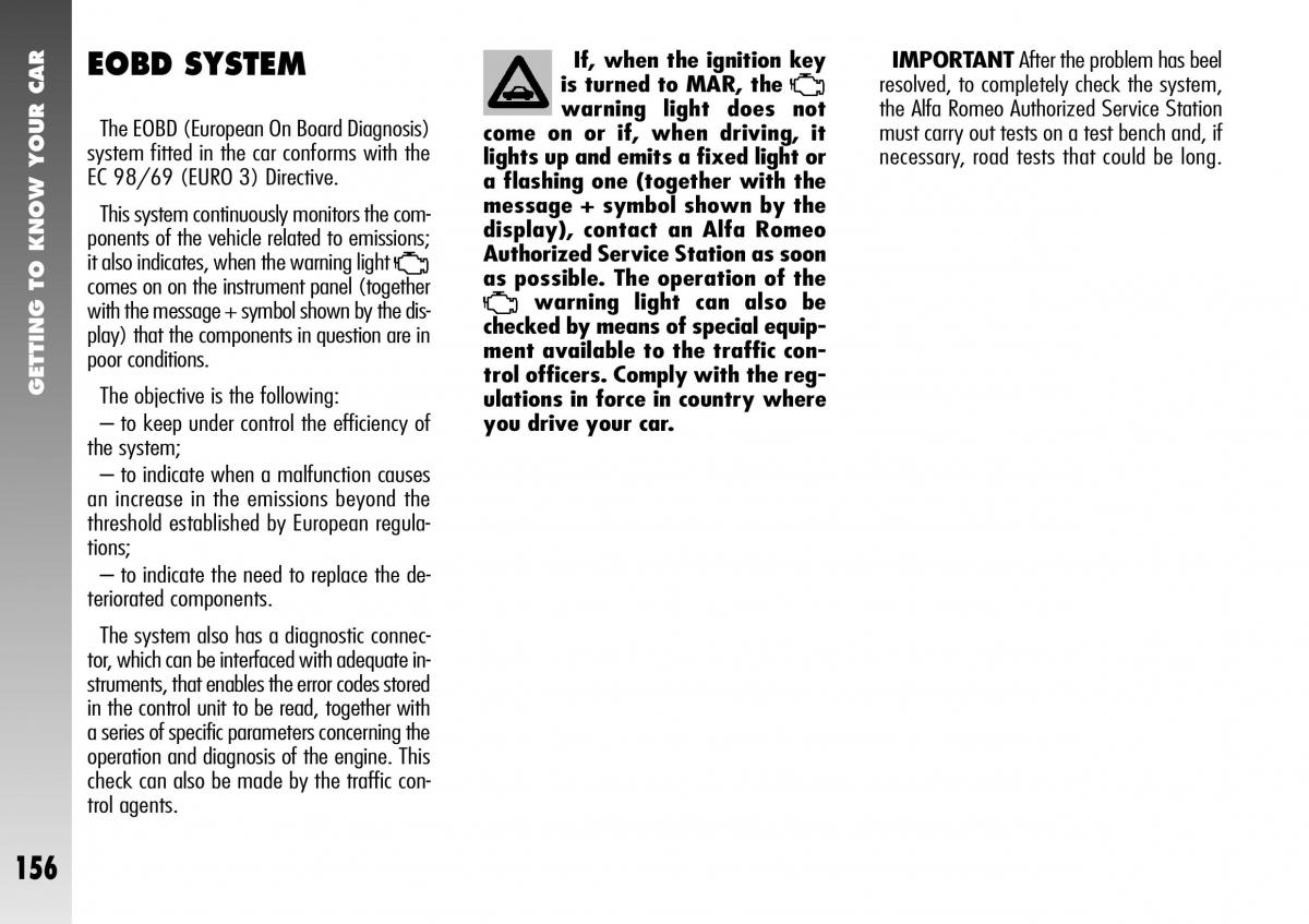 Alfa Romeo 156 GTA owners manual / page 157