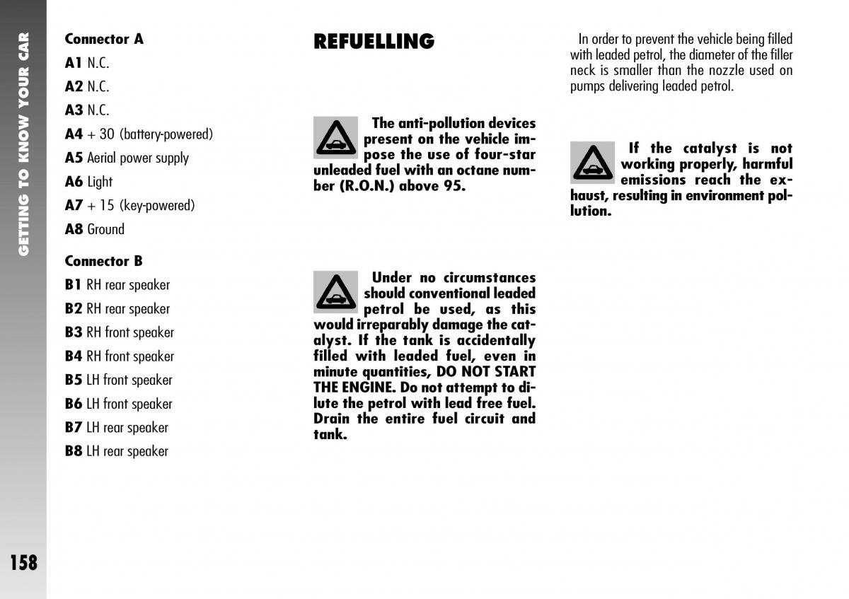 Alfa Romeo 156 GTA owners manual / page 159