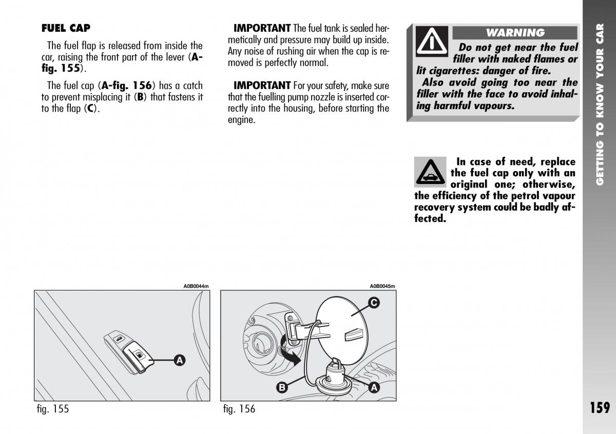 Alfa Romeo 156 GTA owners manual / page 160