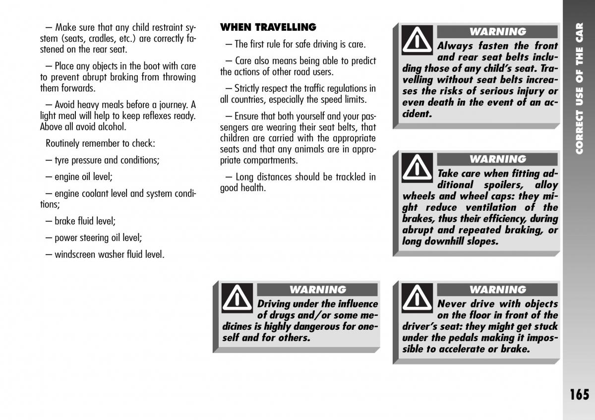 Alfa Romeo 156 GTA owners manual / page 166