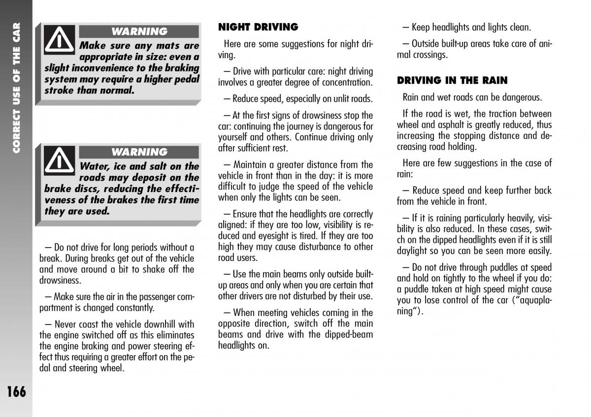 Alfa Romeo 156 GTA owners manual / page 167