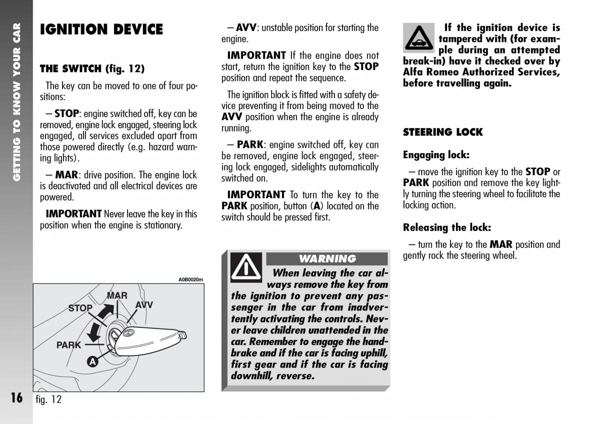 Alfa Romeo 156 GTA owners manual / page 17