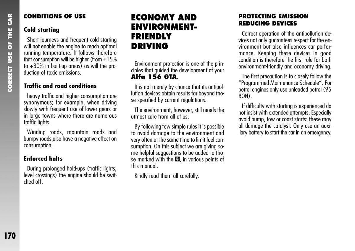 Alfa Romeo 156 GTA owners manual / page 171