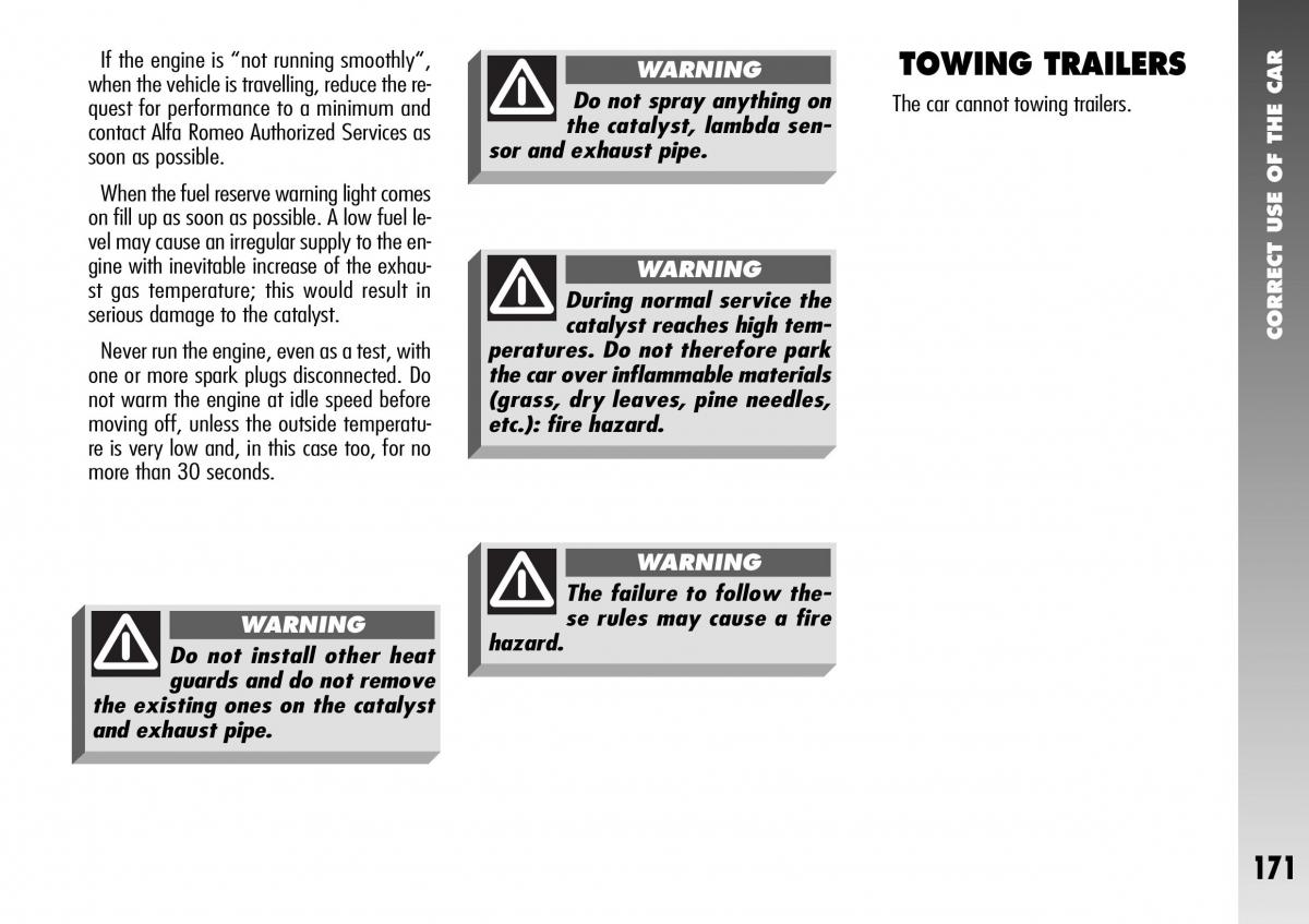 Alfa Romeo 156 GTA owners manual / page 172