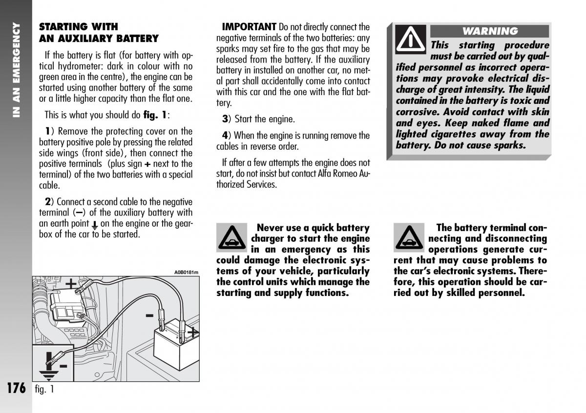 Alfa Romeo 156 GTA owners manual / page 177