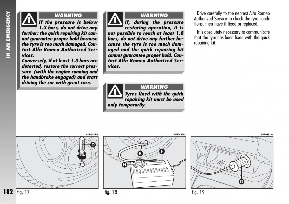 Alfa Romeo 156 GTA owners manual / page 183