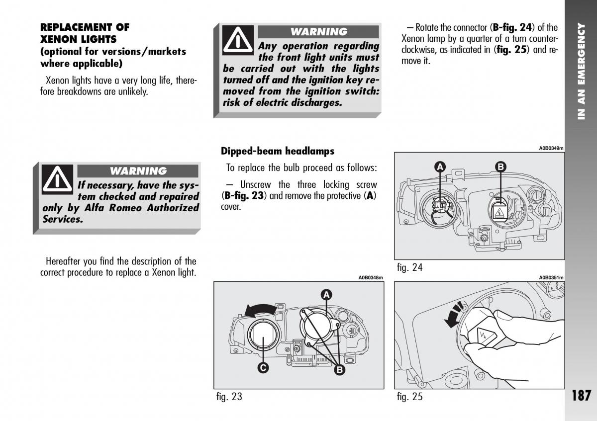 Alfa Romeo 156 GTA owners manual / page 188