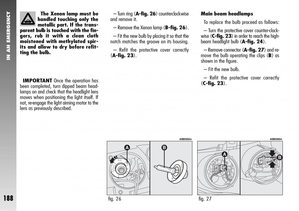 Alfa Romeo 156 GTA owners manual / page 189