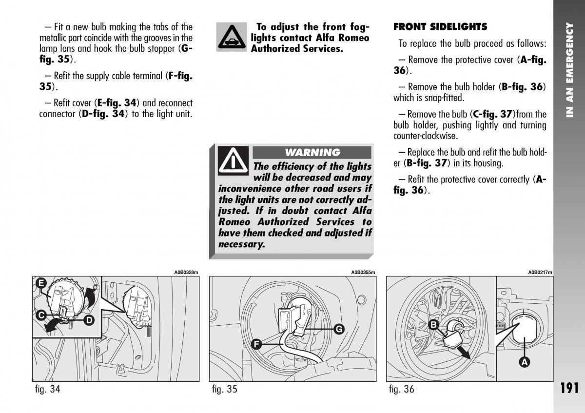 Alfa Romeo 156 GTA owners manual / page 192