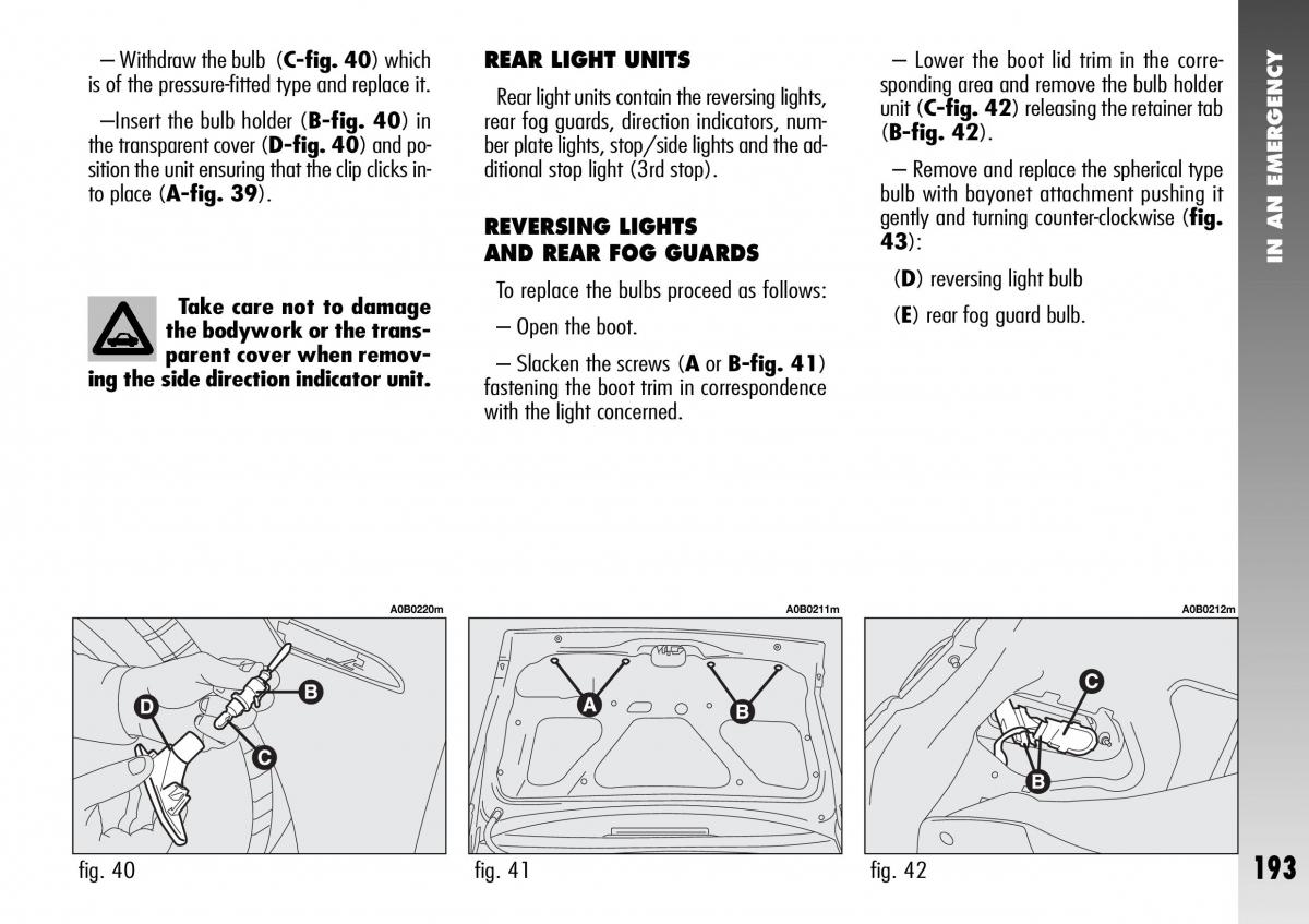 Alfa Romeo 156 GTA owners manual / page 194