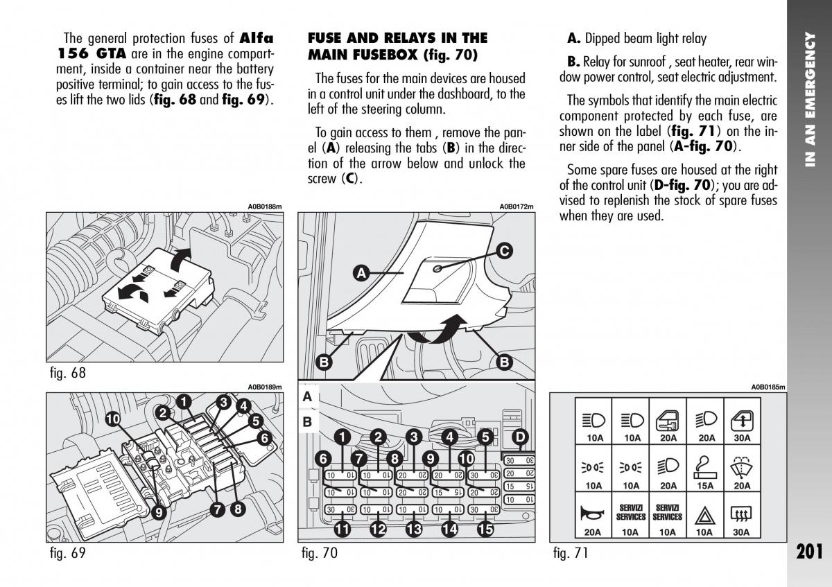 Alfa Romeo 156 GTA owners manual / page 202