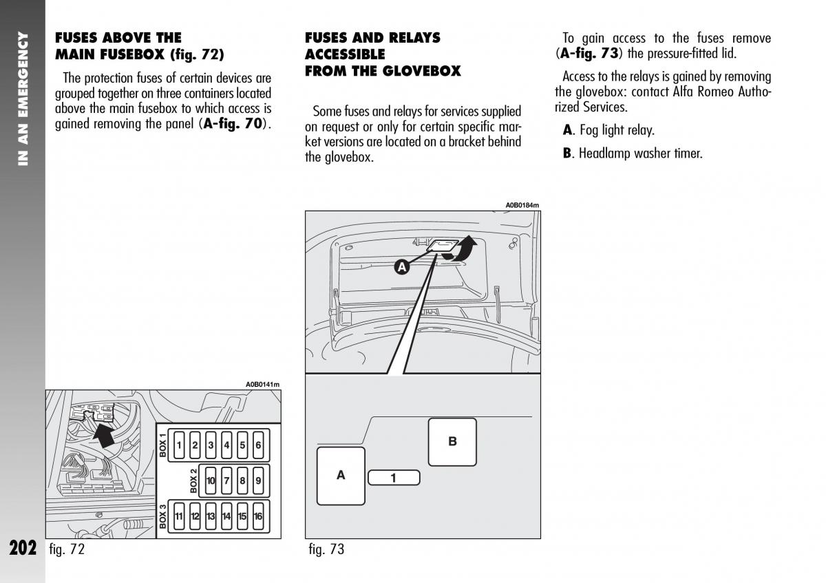 Alfa Romeo 156 GTA owners manual / page 203