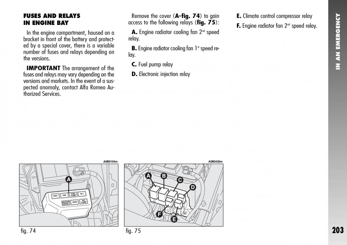 Alfa Romeo 156 GTA owners manual / page 204