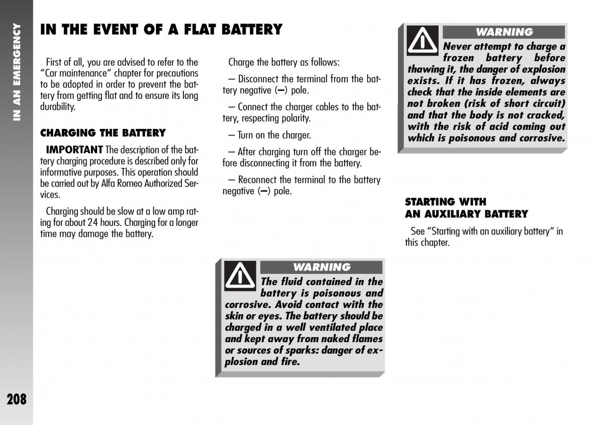 Alfa Romeo 156 GTA owners manual / page 209