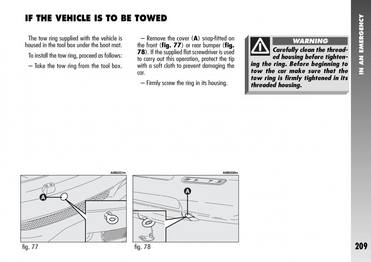 Alfa Romeo 156 GTA owners manual / page 210