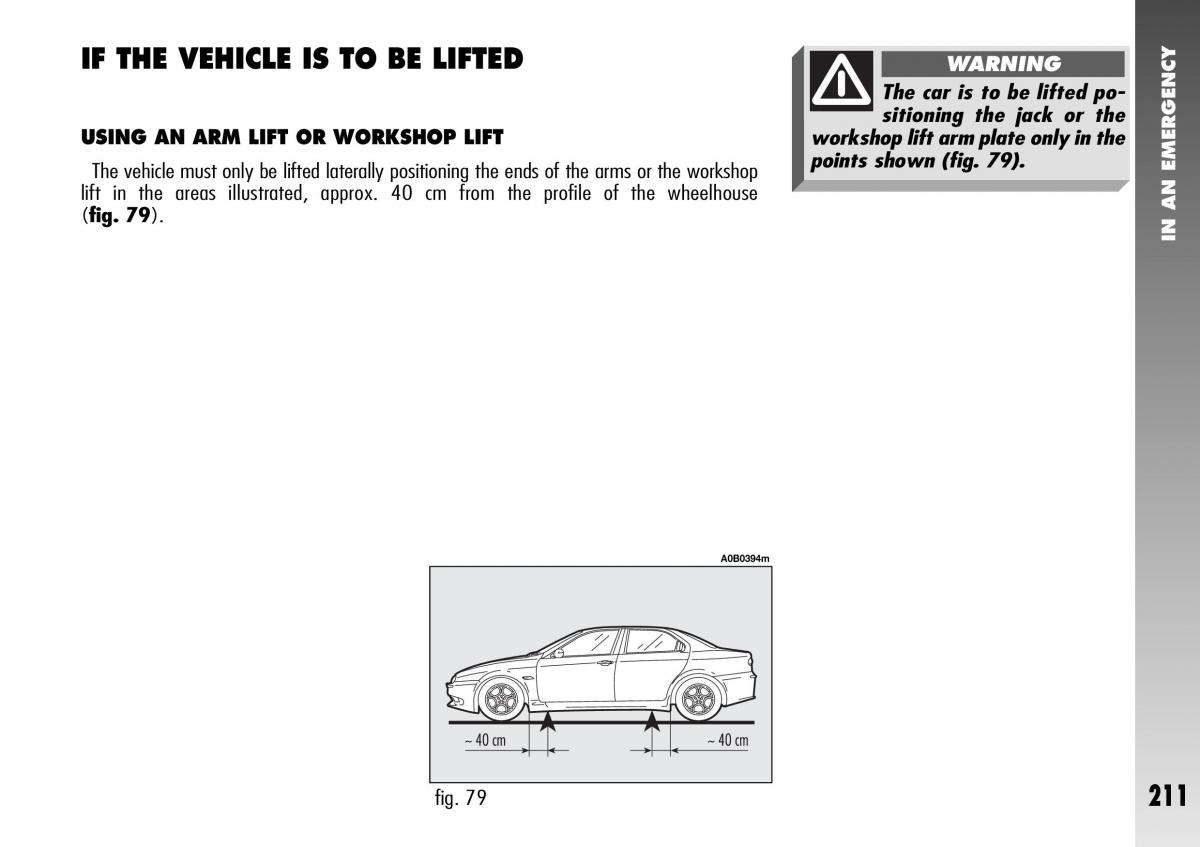 Alfa Romeo 156 GTA owners manual / page 212