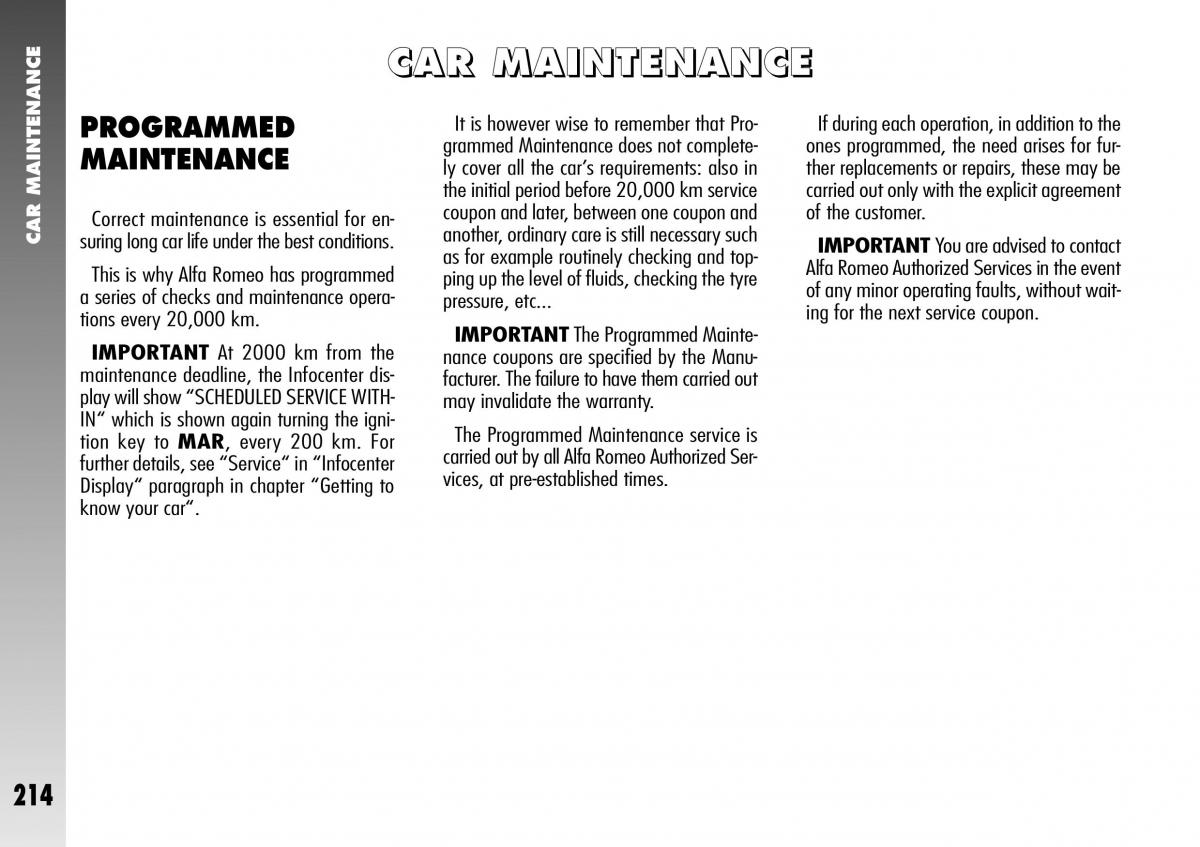 Alfa Romeo 156 GTA owners manual / page 215