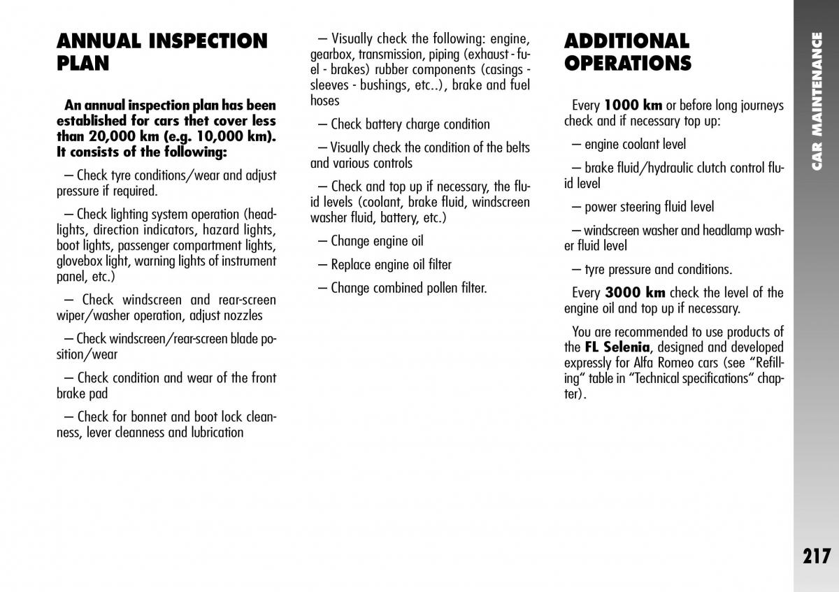 Alfa Romeo 156 GTA owners manual / page 218