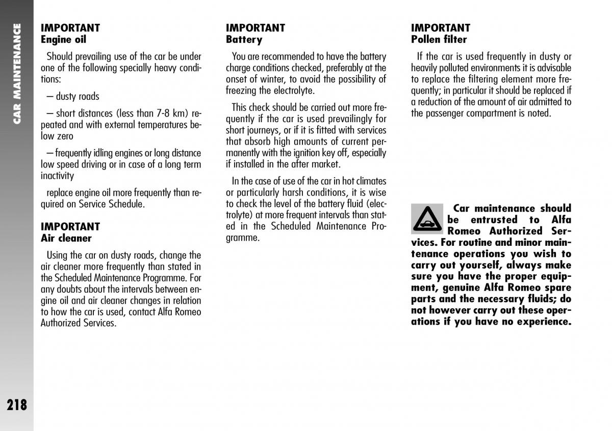 Alfa Romeo 156 GTA owners manual / page 219