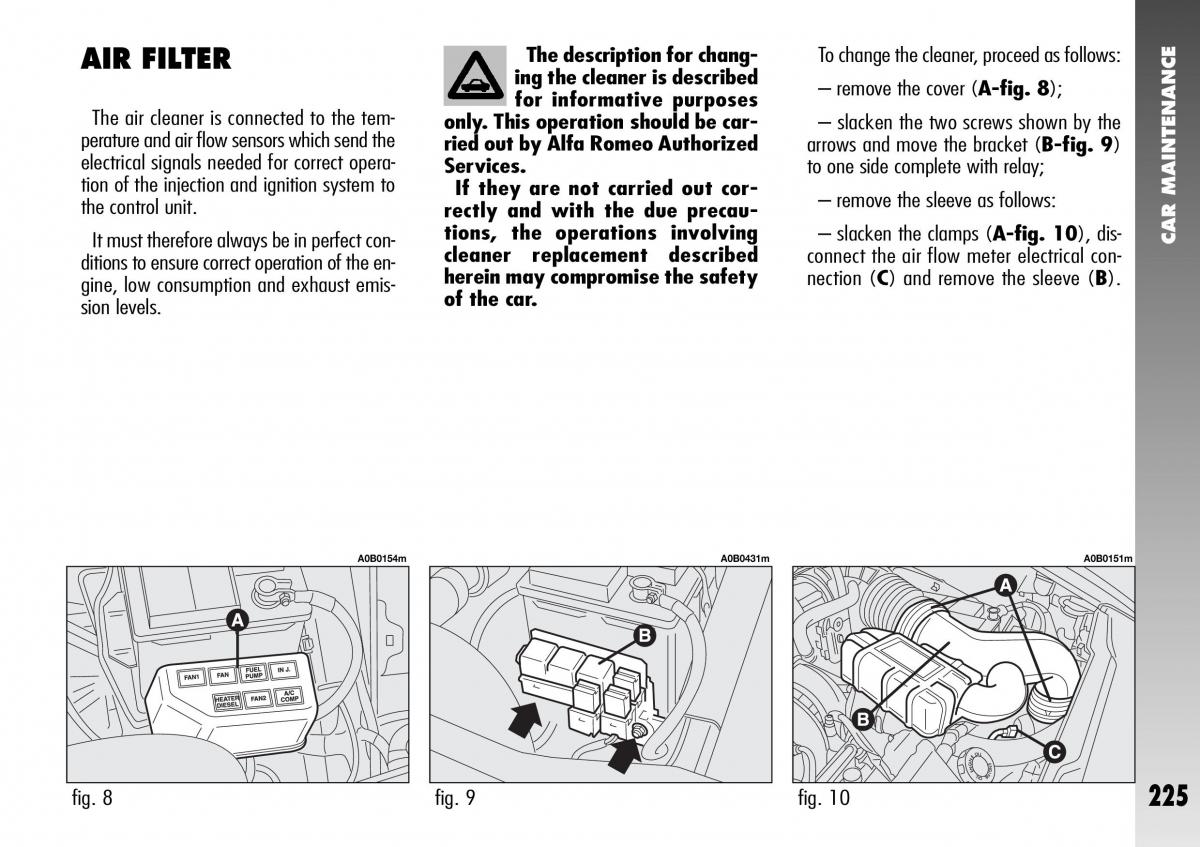 Alfa Romeo 156 GTA owners manual / page 226