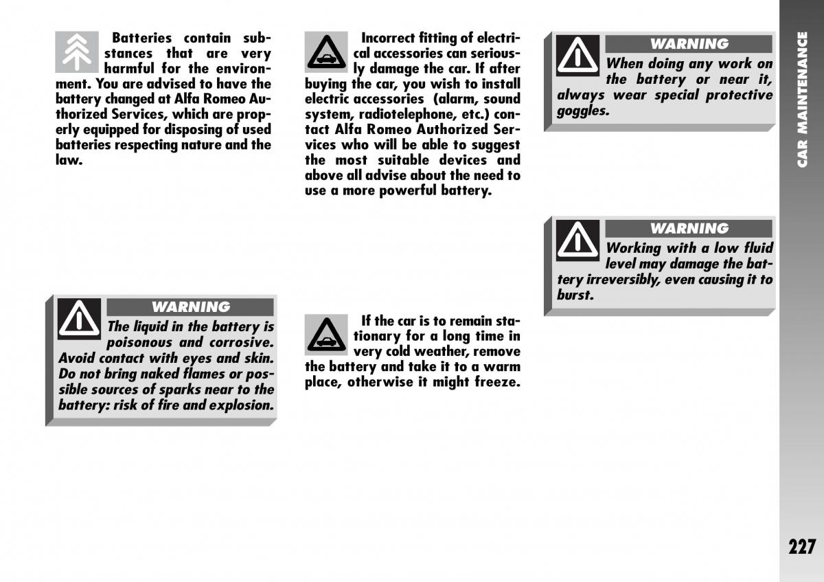 Alfa Romeo 156 GTA owners manual / page 228