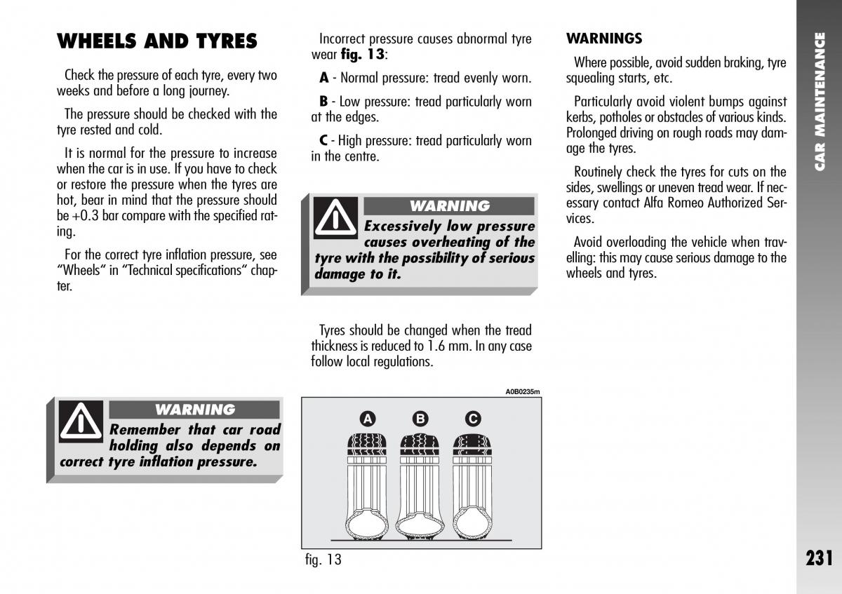 Alfa Romeo 156 GTA owners manual / page 232