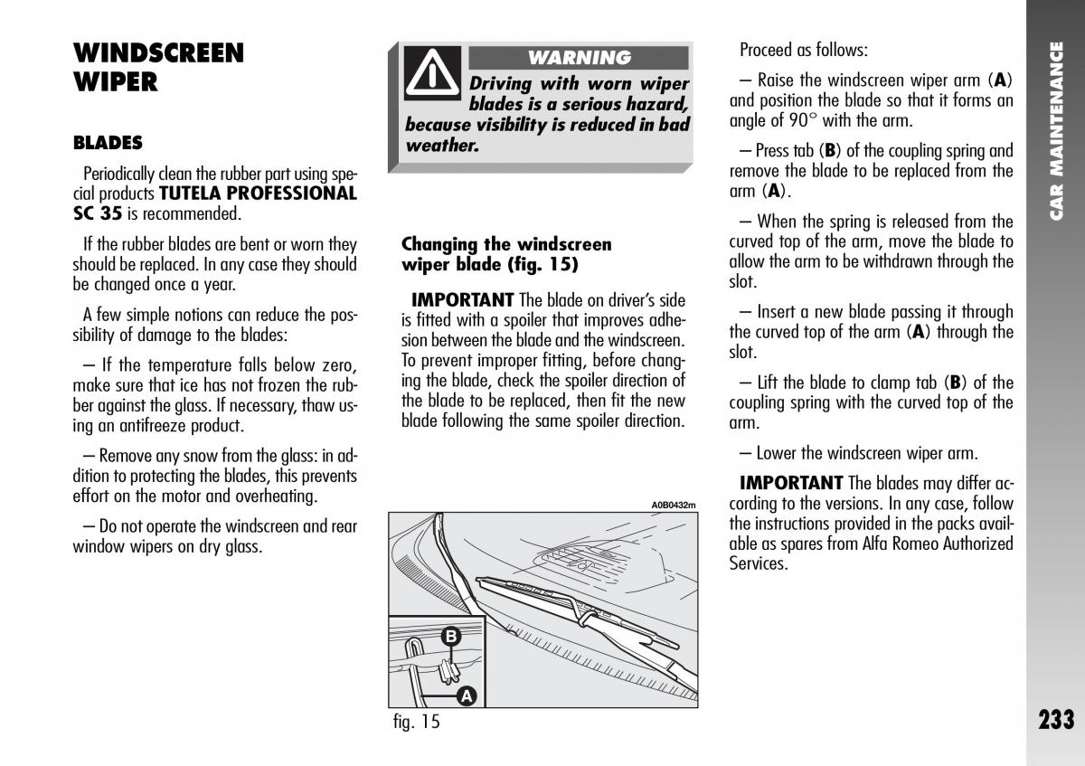 Alfa Romeo 156 GTA owners manual / page 234