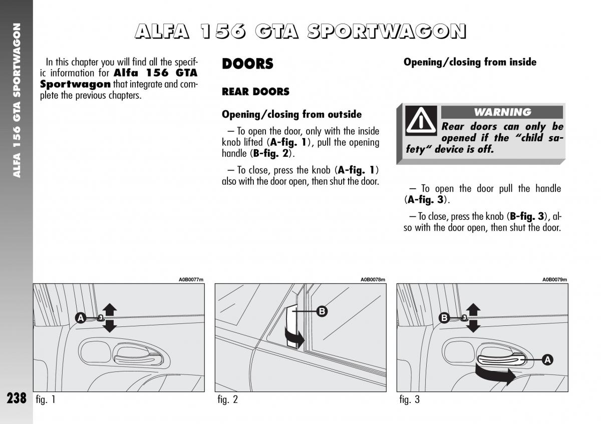 Alfa Romeo 156 GTA owners manual / page 239