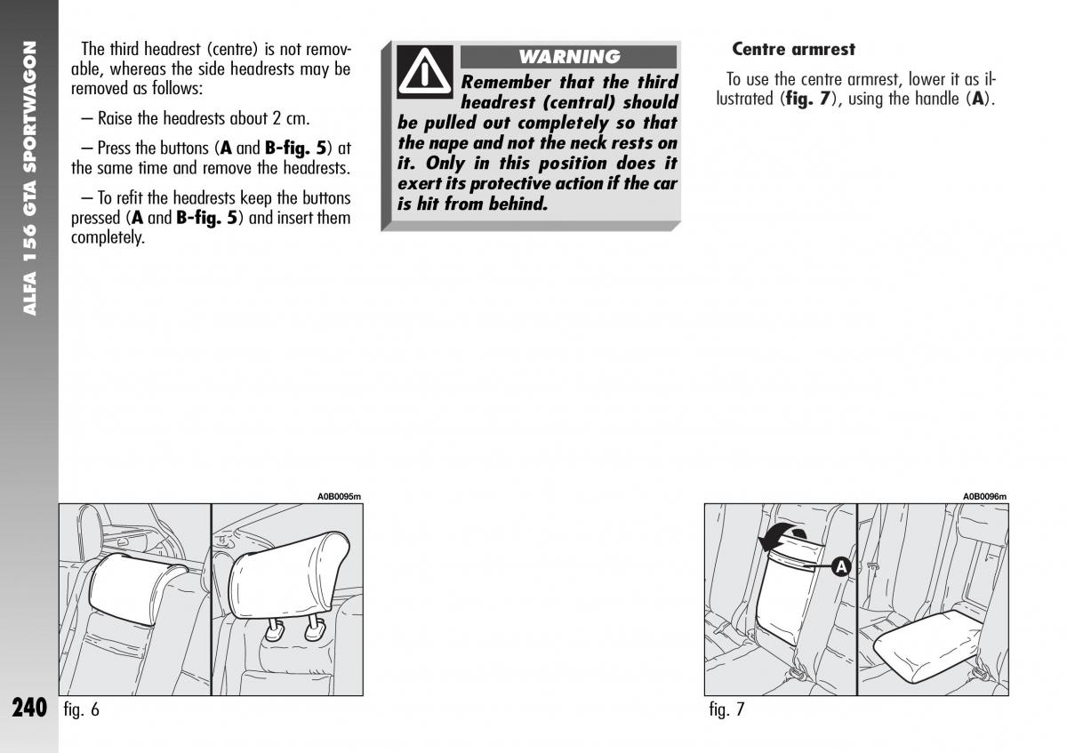 Alfa Romeo 156 GTA owners manual / page 241