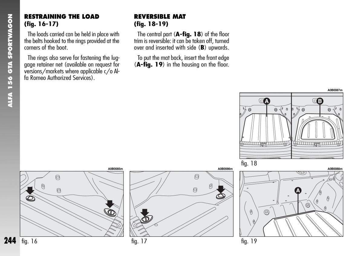 Alfa Romeo 156 GTA owners manual / page 245