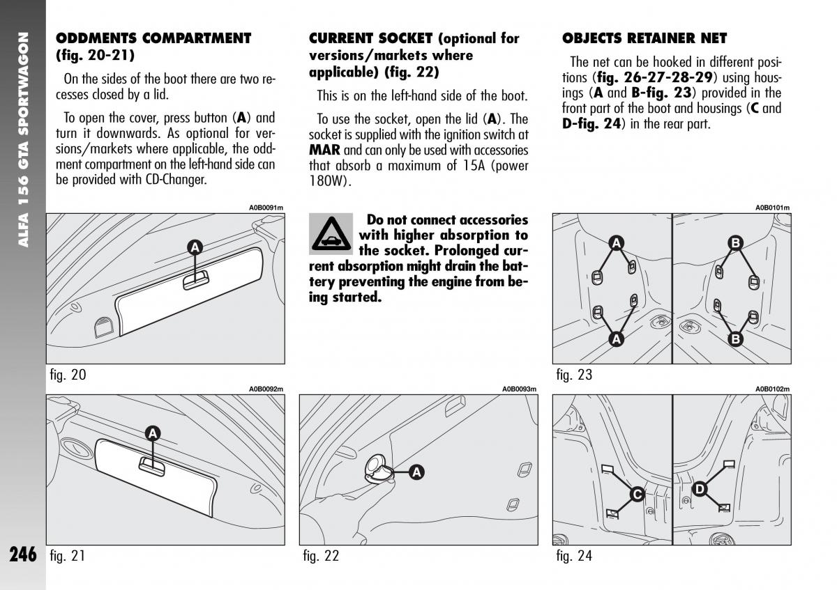 Alfa Romeo 156 GTA owners manual / page 247