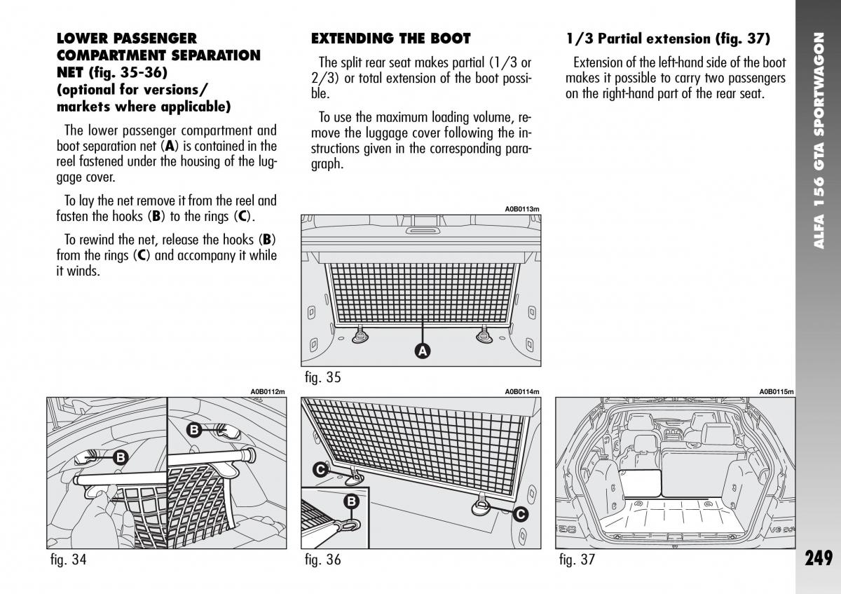 Alfa Romeo 156 GTA owners manual / page 250