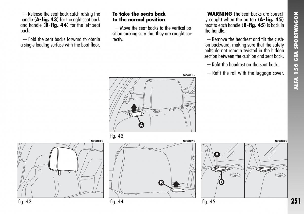 Alfa Romeo 156 GTA owners manual / page 252