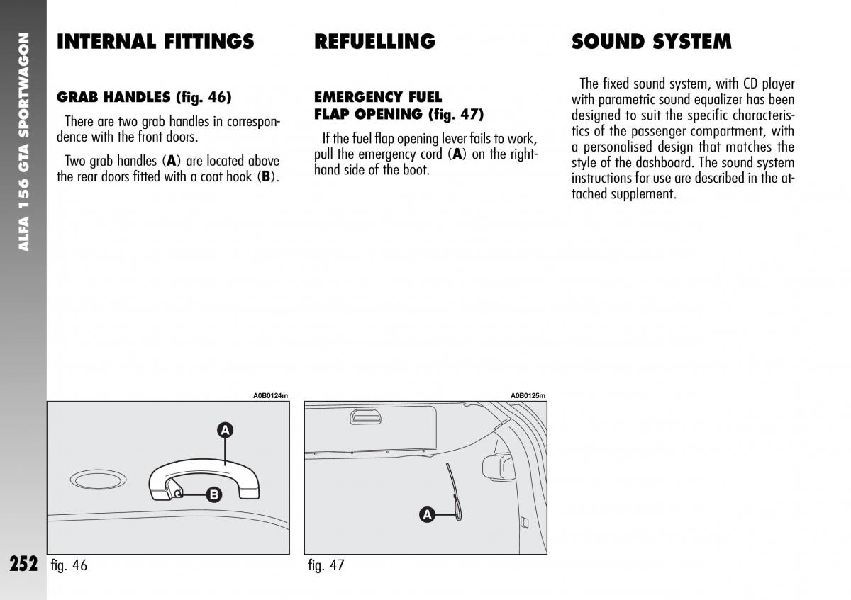 Alfa Romeo 156 GTA owners manual / page 253