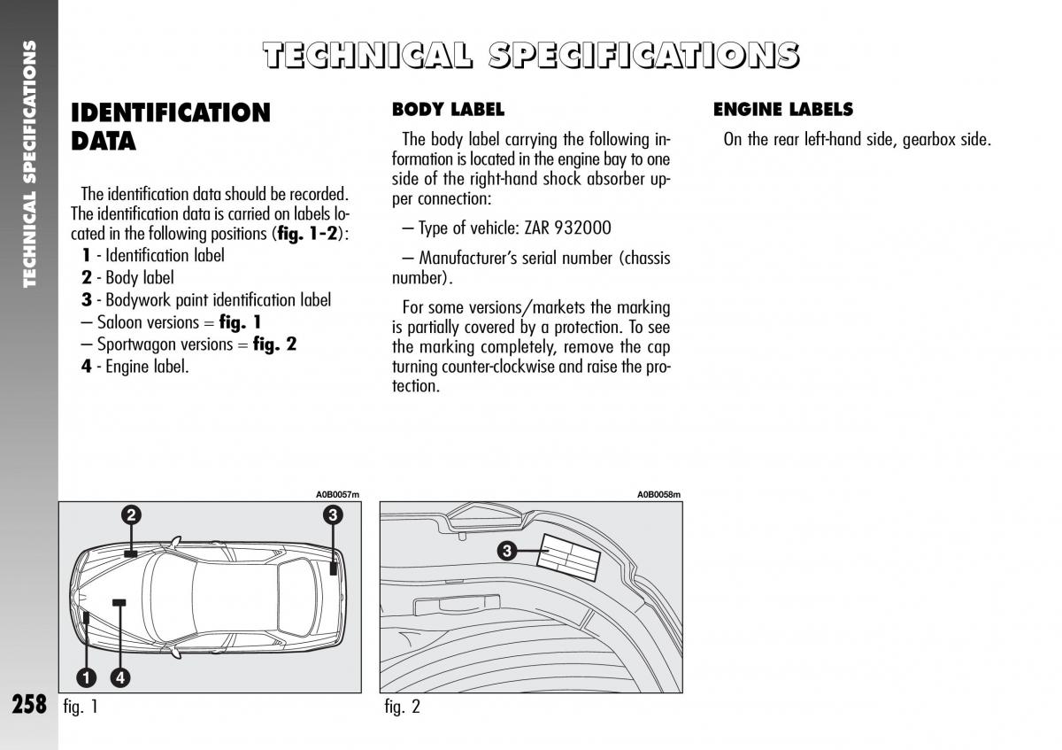 Alfa Romeo 156 GTA owners manual / page 259