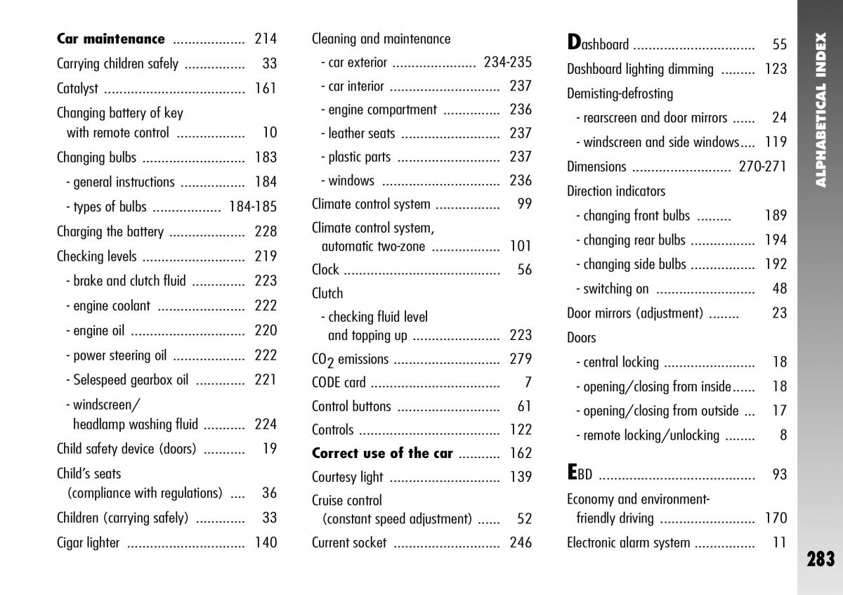 Alfa Romeo 156 GTA owners manual / page 284