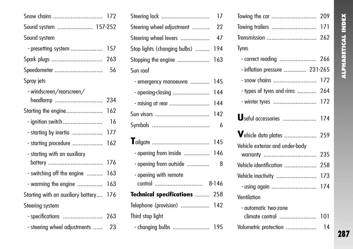 Alfa Romeo 156 GTA owners manual / page 288