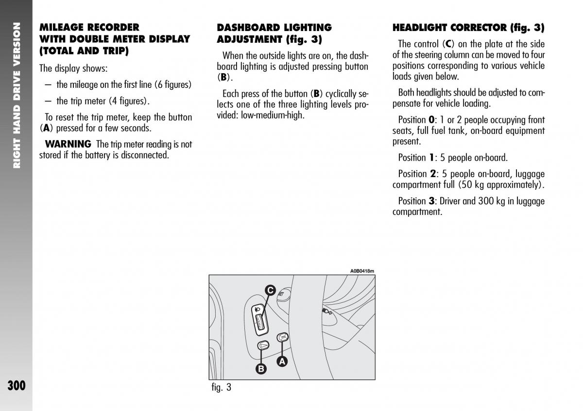 Alfa Romeo 156 GTA owners manual / page 301