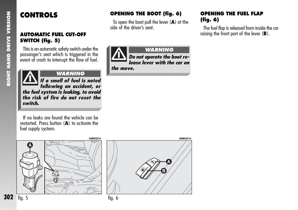 Alfa Romeo 156 GTA owners manual / page 303