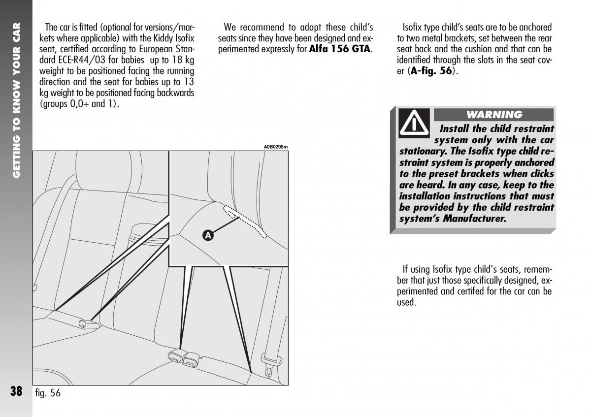 Alfa Romeo 156 GTA owners manual / page 39